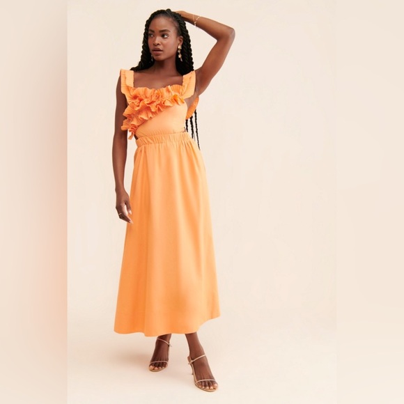Sovere Dresses & Skirts - Sovere Rapture Maxi Dress Off the Shoulder Ruffle Orange